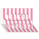 Vertical Stripes - White and Flamingo Pink Laugh Live Love 3D Greeting Card (8x4)
