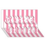 Vertical Stripes - White and Flamingo Pink Congrats Graduate 3D Greeting Card (8x4)