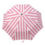 Vertical Stripes - White and Flamingo Pink Folding Umbrella