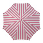 Vertical Stripes - White and Flamingo Pink Golf Umbrella