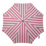 Vertical Stripes - White and Flamingo Pink Hook Handle Umbrella (Large)