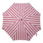 Vertical Stripes - White and Flamingo Pink Hook Handle Umbrella (Small)