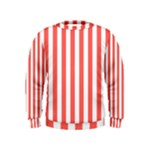 Vertical Stripes - White and Pastel Red Kid s Sweatshirt