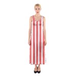 Vertical Stripes - White and Pastel Red Full Print Maxi Dress