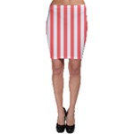 Vertical Stripes - White and Pastel Red Bodycon Skirt