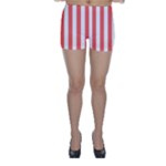 Vertical Stripes - White and Pastel Red Skinny Shorts