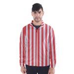 Vertical Stripes - White and Pastel Red Wind Breaker (Men)