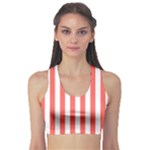 Vertical Stripes - White and Pastel Red Women s Sports Bra