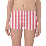 Vertical Stripes - White and Pastel Red Reversible Boyleg Bikini Bottoms