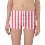 Vertical Stripes - White and Pastel Red Boyleg Bikini Bottoms