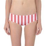 Vertical Stripes - White and Pastel Red Classic Bikini Bottoms