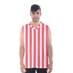 Vertical Stripes - White and Pastel Red Men s Basketball Tank Top