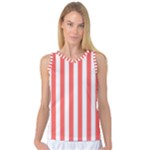Vertical Stripes - White and Pastel Red Women s Basketball Tank Top