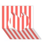 Vertical Stripes - White and Pastel Red Heart 3D Greeting Card (7x5)