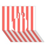 Vertical Stripes - White and Pastel Red Apple 3D Greeting Card (7x5)