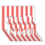 Vertical Stripes - White and Pastel Red Miss You 3D Greeting Card (7x5)