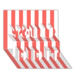 Vertical Stripes - White and Pastel Red You Did It 3D Greeting Card (7x5)