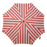 Vertical Stripes - White and Pastel Red Hook Handle Umbrella (Large)