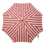 Vertical Stripes - White and Pastel Red Hook Handle Umbrella (Small)