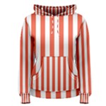 Vertical Stripes - White and Tomato Red Women s Pullover Hoodie