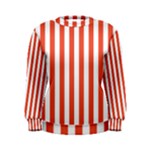 Vertical Stripes - White and Tomato Red Women s Sweatshirt