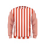 Vertical Stripes - White and Tomato Red Kid s Sweatshirt