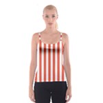 Vertical Stripes - White and Tomato Red Spaghetti Strap Top