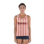 Vertical Stripes - White and Tomato Red Women s Sport Tank Top