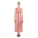 Vertical Stripes - White and Tomato Red Full Print Maxi Dress