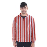 Vertical Stripes - White and Tomato Red Wind Breaker (Men)