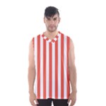 Vertical Stripes - White and Tomato Red Men s Basketball Tank Top