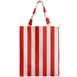 Vertical Stripes - White and Tomato Red Zipper Classic Tote Bag