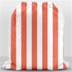 Vertical Stripes - White and Tomato Red Drawstring Bag (Large)