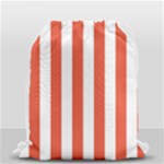 Vertical Stripes - White and Tomato Red Drawstring Bag (Small)