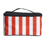 Vertical Stripes - White and Tomato Red Cosmetic Storage Case