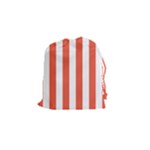 Vertical Stripes - White and Tomato Red Drawstring Pouch (S)