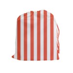 Vertical Stripes - White and Tomato Red Drawstring Pouch (XL)