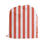 Vertical Stripes - White and Tomato Red Drawstring Pouch (XXl)