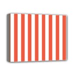 Vertical Stripes - White and Tomato Red Deluxe Canvas 14  x 11  (Stretched)