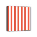 Vertical Stripes - White and Tomato Red Mini Canvas 4  x 4  (Stretched)