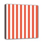 Vertical Stripes - White and Tomato Red Mini Canvas 8  x 8  (Stretched)