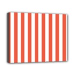 Vertical Stripes - White and Tomato Red Canvas 10  x 8  (Stretched)