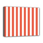 Vertical Stripes - White and Tomato Red Canvas 14  x 11  (Stretched)