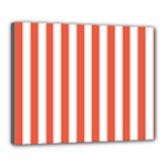 Vertical Stripes - White and Tomato Red Canvas 20  x 16  (Stretched)