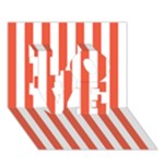 Vertical Stripes - White and Tomato Red LOVE 3D Greeting Card (7x5)