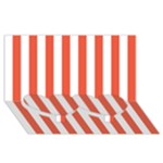 Vertical Stripes - White and Tomato Red Twin Heart Bottom 3D Greeting Card (8x4)
