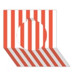 Vertical Stripes - White and Tomato Red Circle 3D Greeting Card (7x5)