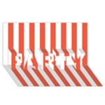 Vertical Stripes - White and Tomato Red PARTY 3D Greeting Card (8x4)