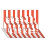 Vertical Stripes - White and Tomato Red Best Wish 3D Greeting Card (8x4)