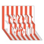 Vertical Stripes - White and Tomato Red THANK YOU 3D Greeting Card (7x5)